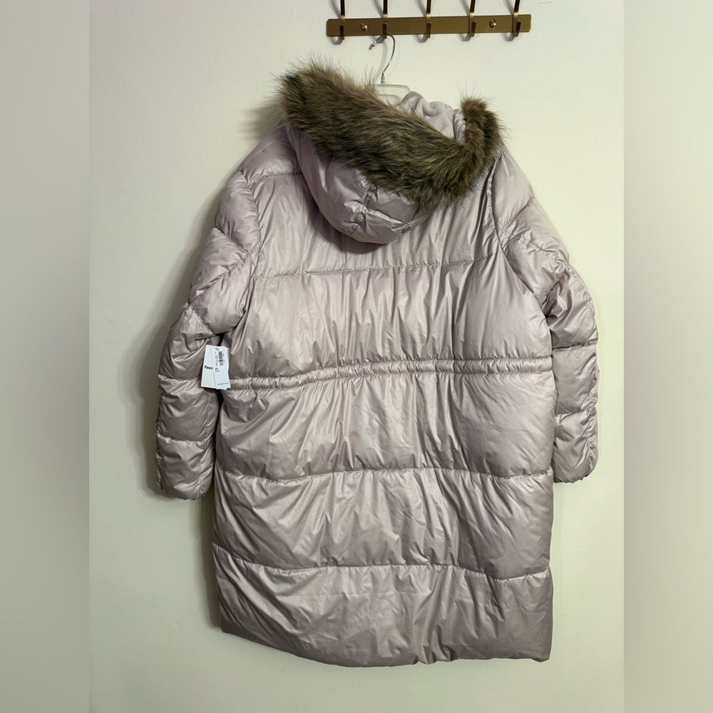 Old Navy Hooded Frost-Free Long-Line Puffer Jacket Rose Beige Pink 2X Plus NWT - Picture 6 of 6